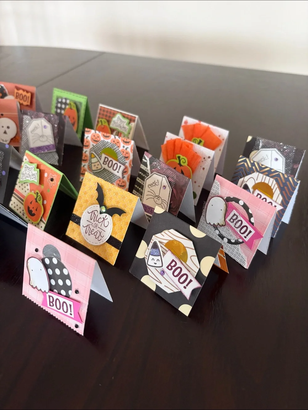 New Handmade Halloween Mini Foldable Surprise Cards - Set of 30, Colorful 2 x 2